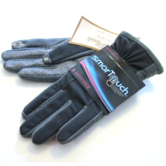 Isotoner Gloves Gray Two Tone Fleece Size M L - Picture 1 of 1